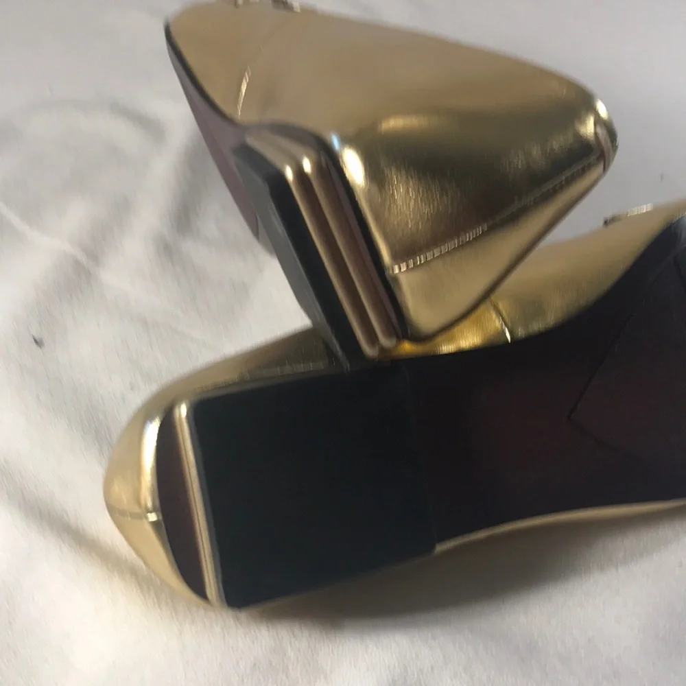 Franco Sarto Tiara Metallic Gold Women's Loafers With Sleek Chain